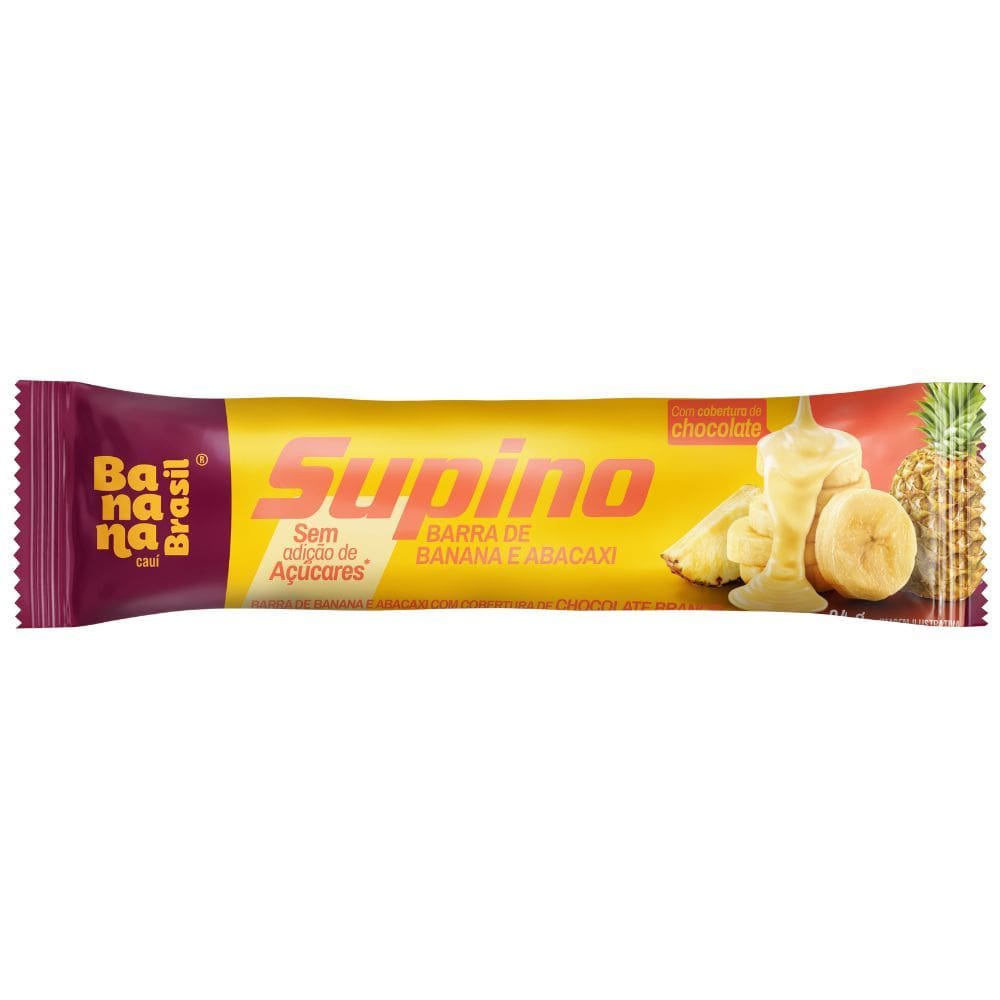 Barra Banana Brasil Banana e Abacaxi com Cobertura de Chocolate Branco 24g