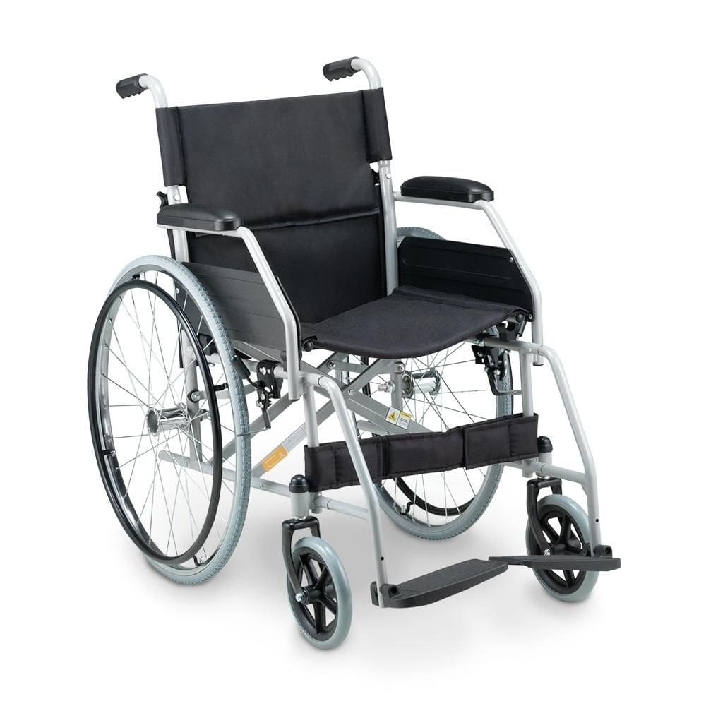 Cadeira de Rodas Dellamed Dobrável em Aço até 120 Kg Cinza e Preto D100