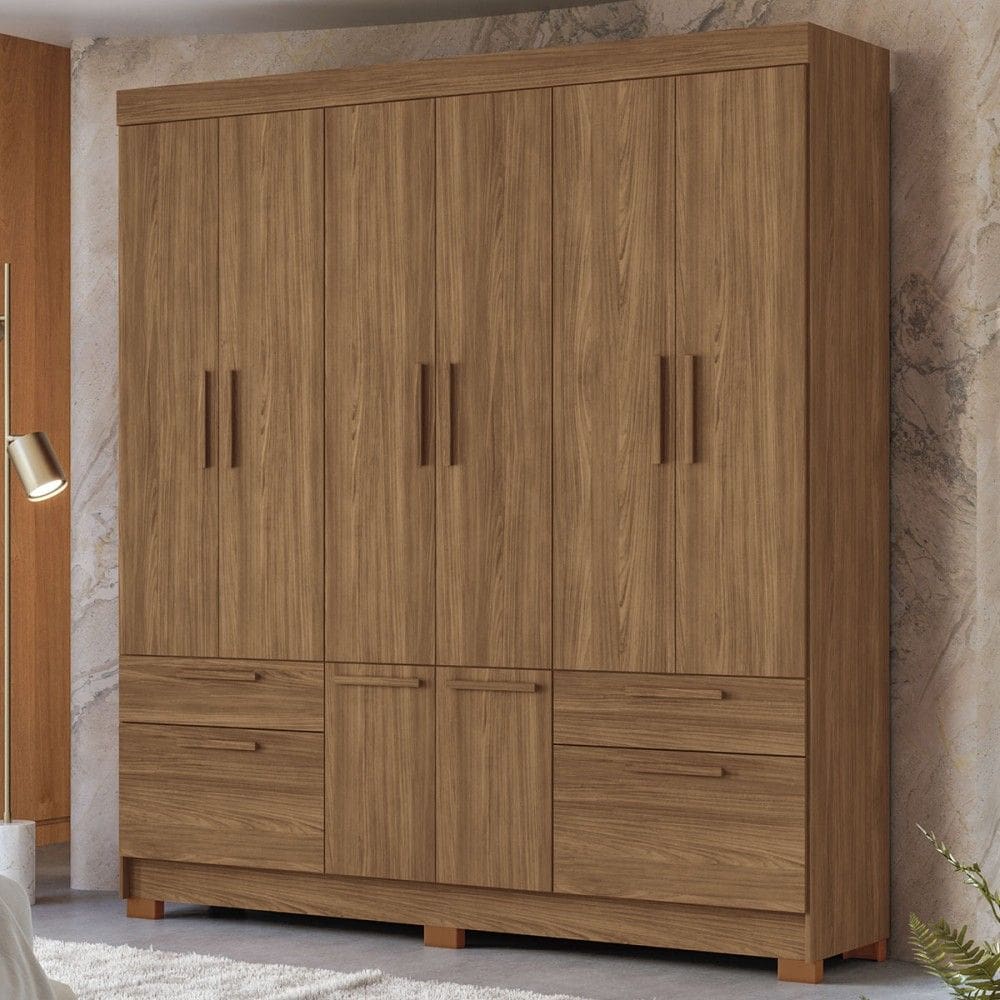 Guarda-Roupa Casal Leoni 8 Portas 4 Gavetas Jatoba - Pnr Móveis