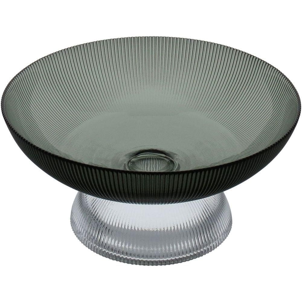Centro De Mesa Fruteira Home&co Com Pé Vidro 12x25x25cm Fumê