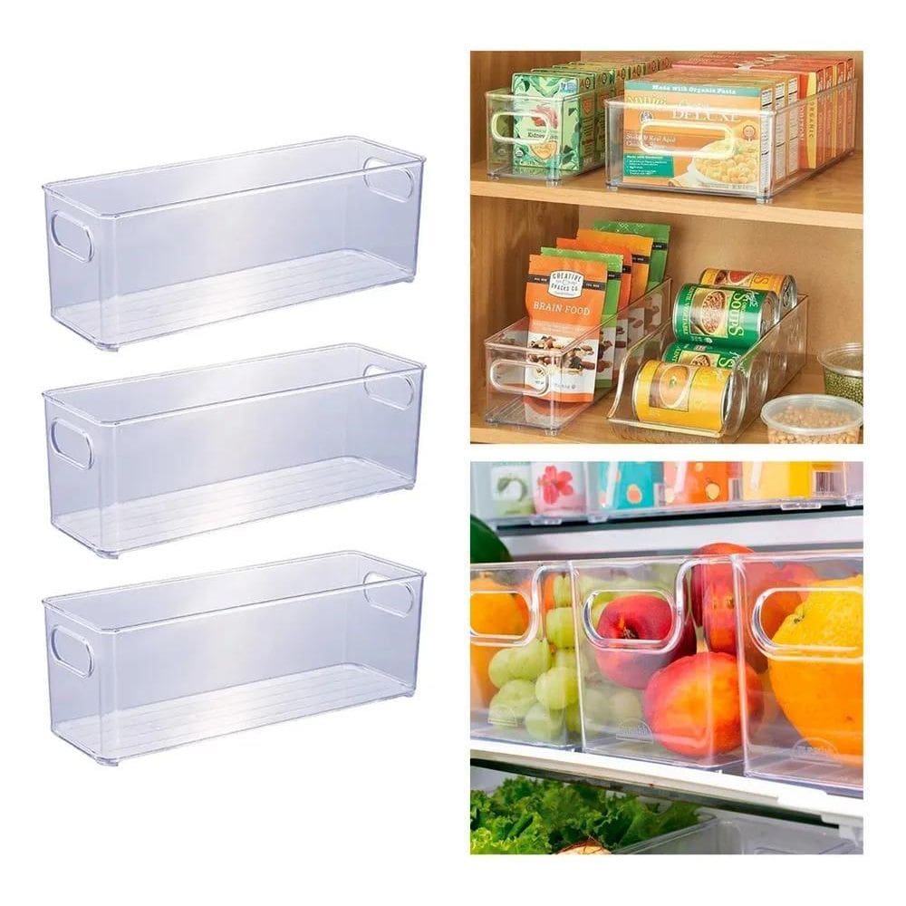 2X Organizador 10X30 Geladeira Armário Plasutil Kit Com 3