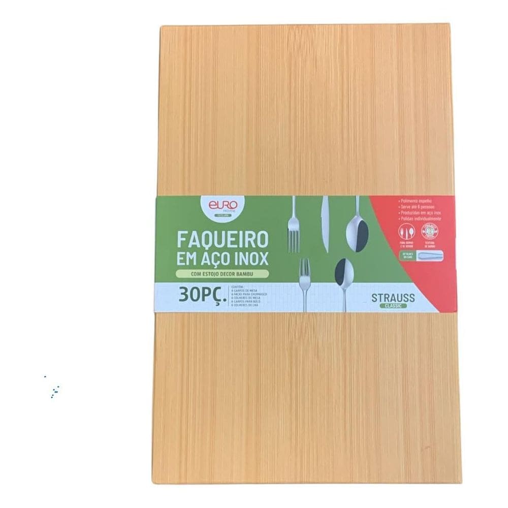 Faqueiro Euro Home 30 Peças Em Aço Inox Garfos Facas Colher