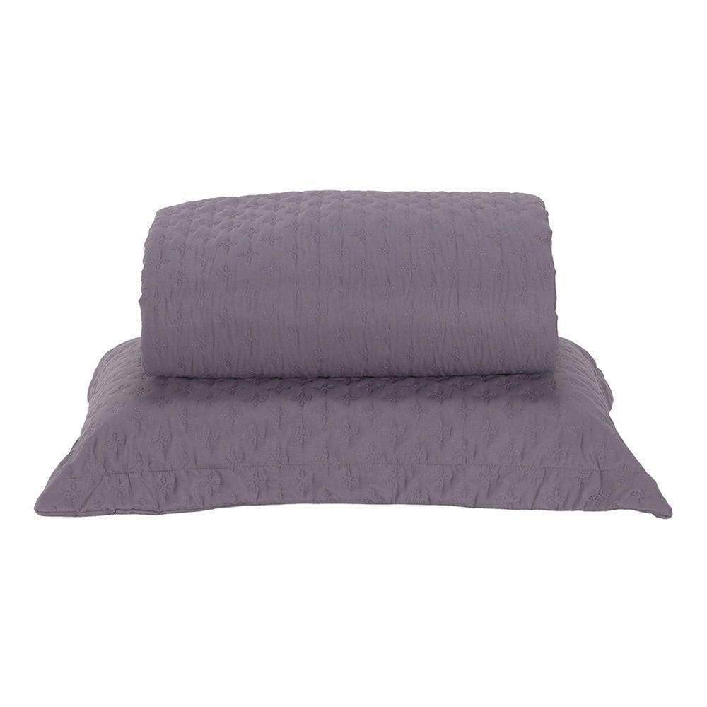 Kit Cobre Leito Milão Solteiro 2 Peças 100% Poliéster - Lavanda / Branco