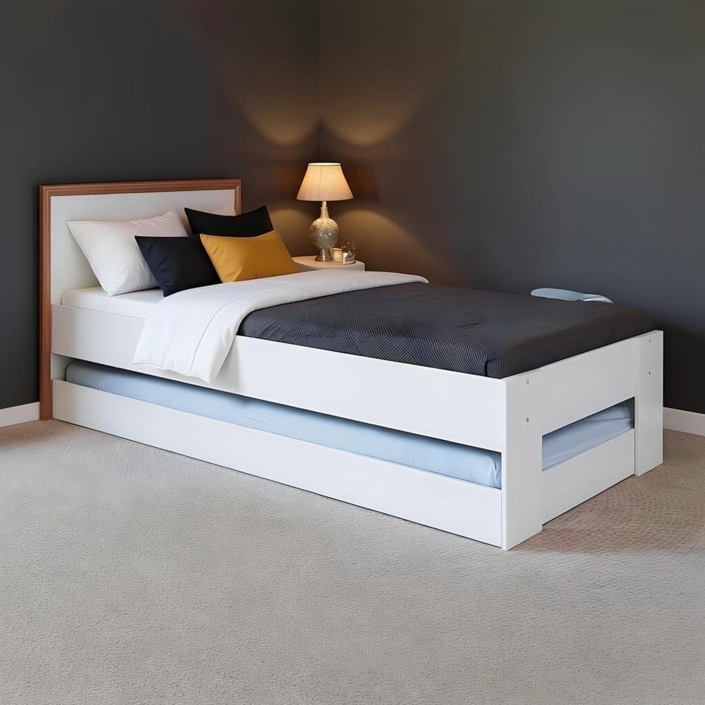 Bicama De Solteiro Cama Com Auxiliar Branca Los Angeles