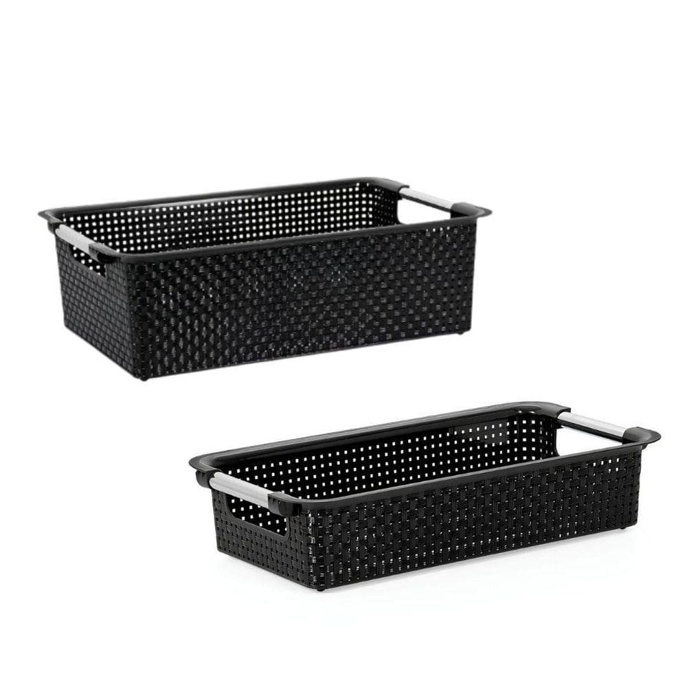Kit Cestos Organizadores Niquelart 02 E 04 Rattan Preto