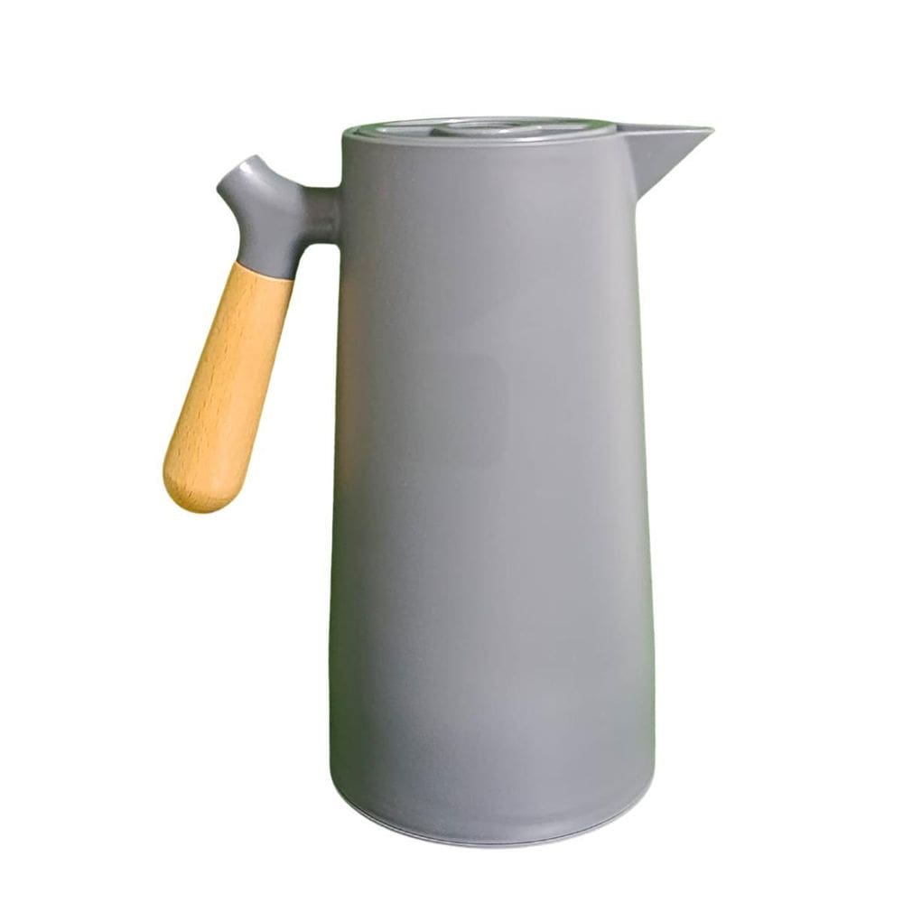 Garrafa Térmica Cabo De Madeira 1 Litro Cinza Giftutil
