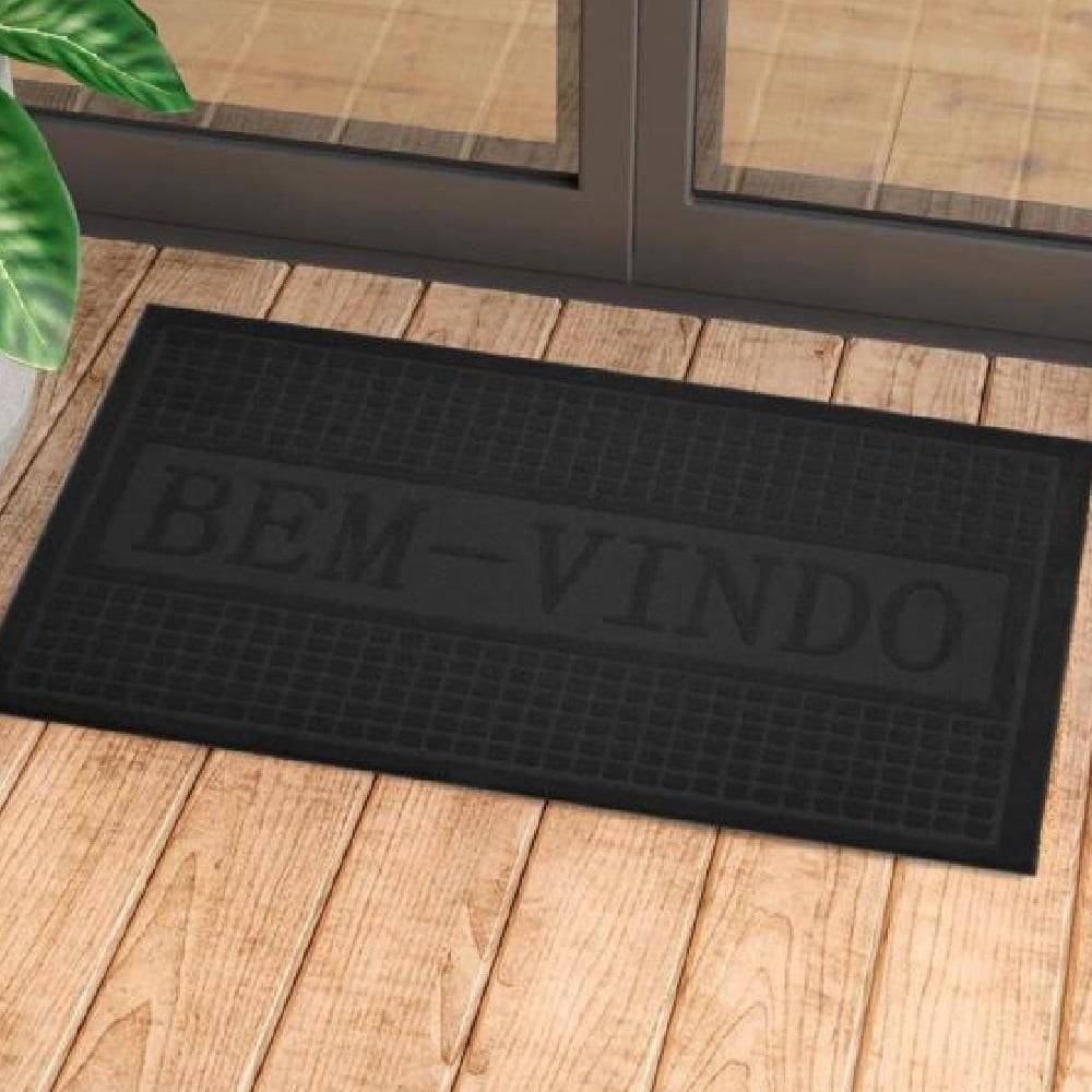 Tapete Entrada Macio Antiderrapante Bem Vindo Decorativo Casa Escritorio Pvc Luxo Preto