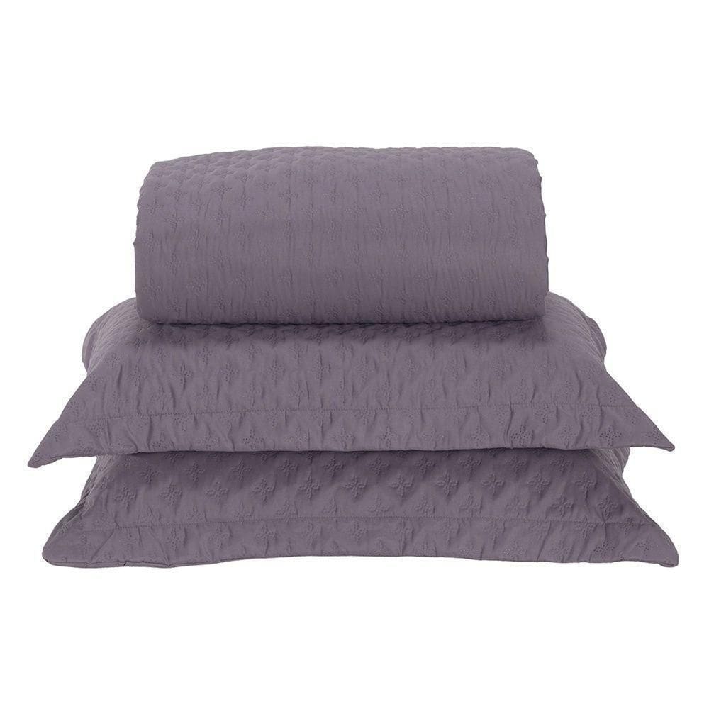 Kit Cobre Leito Milão Queen 3 Peças 100% Poliéster - Lavanda / Branco