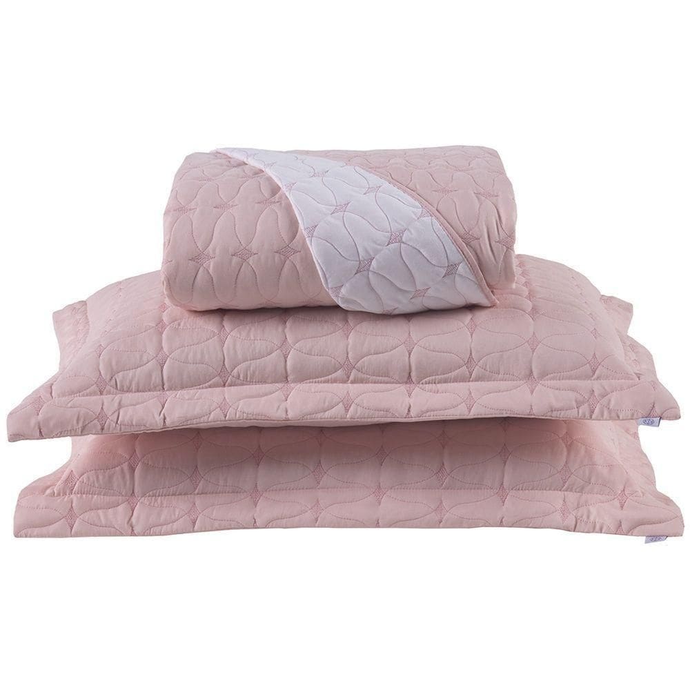 Cobre Leito 3 Peças Queen Percal 200 Fios Cristal 100% Poliéster - Rose