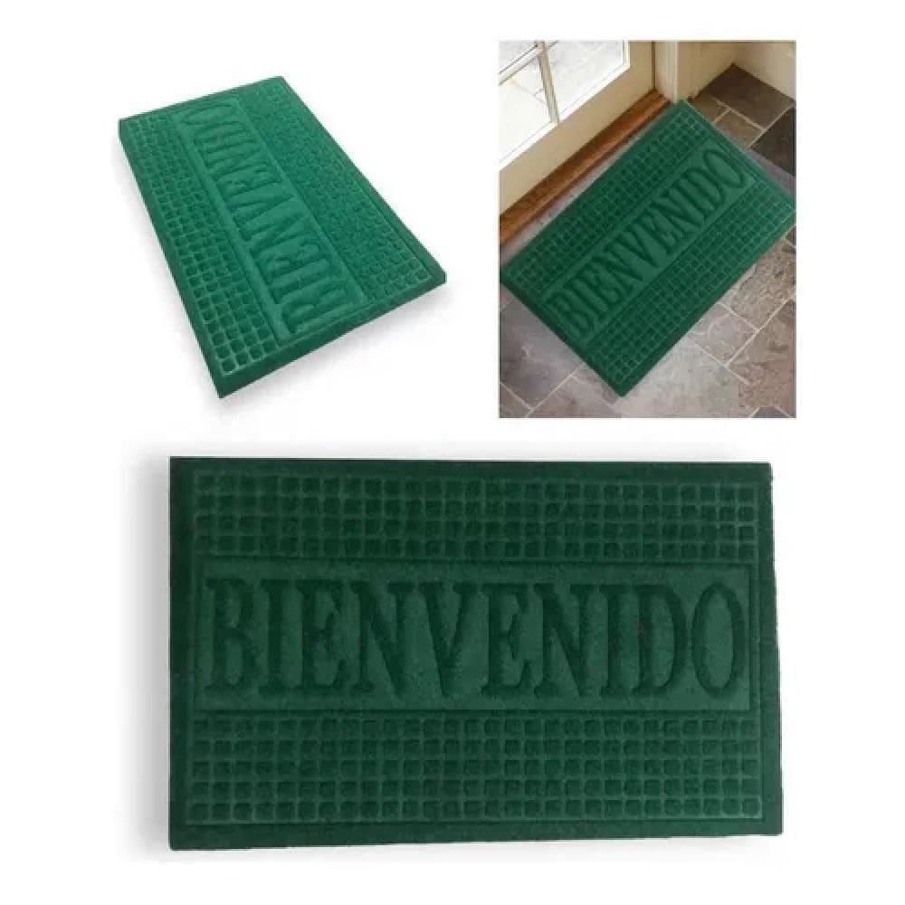 Capacho Emborrachado Aveludado Entrada Portas De Loja Apartamento Tapete Pvc Bem Vindo Verde