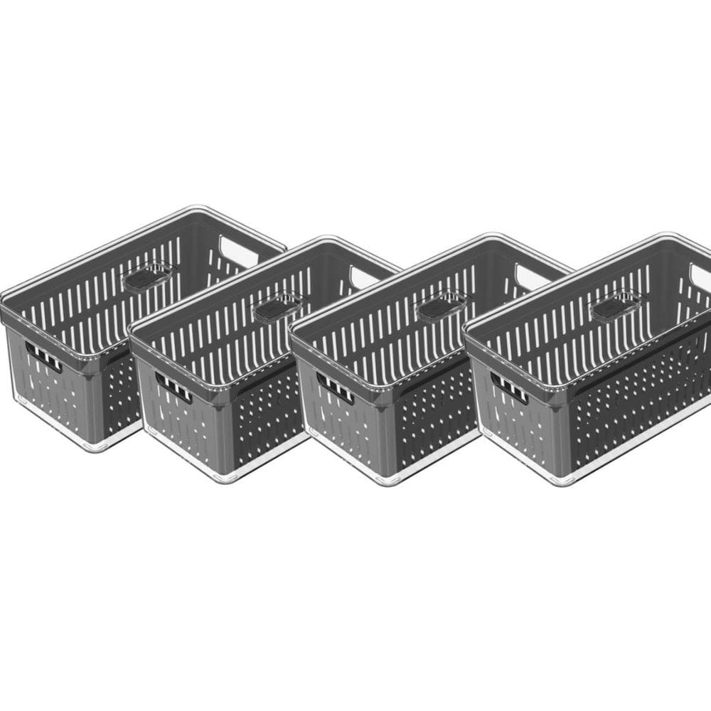 Kit 4Pc Organizador De Geladeira Com Cesto Clear Fresh Ou