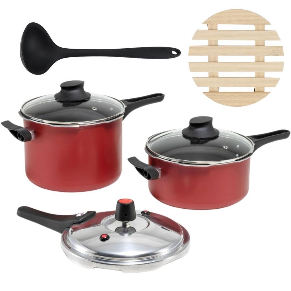 Jogo Panelas De Pressão 2 Em 1 + 02 Descansos + Concha