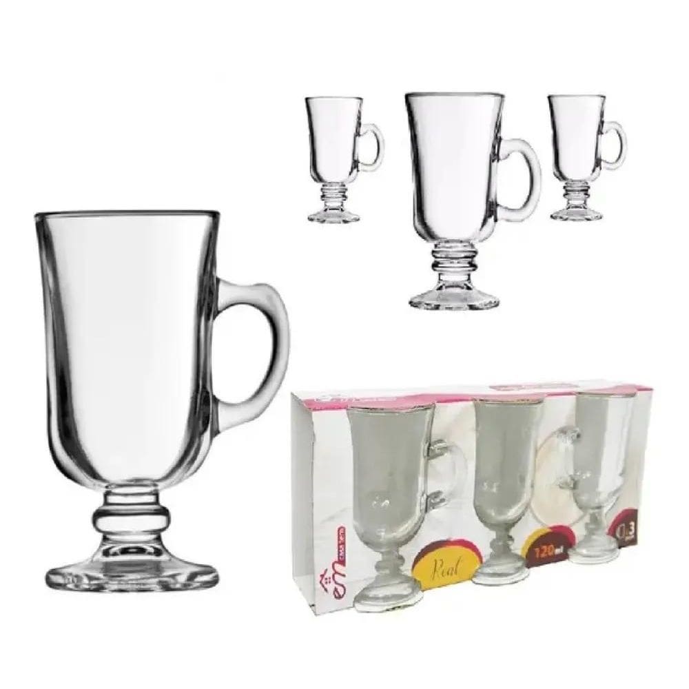 3X Kit 3 Taças Vidro Xícara Dolce Gusto Café Capuccino 120Ml