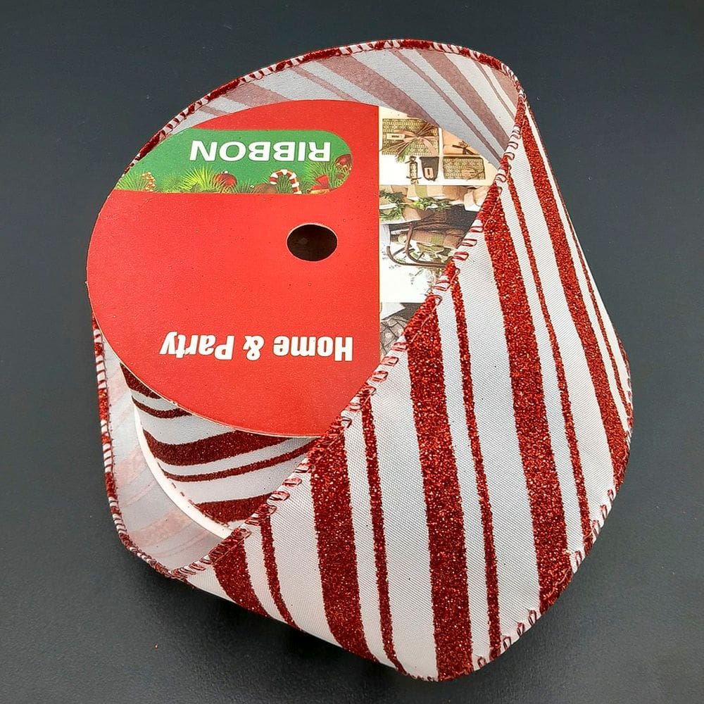 Rolos Fita Aramada Listrada Enfeite Natal 6,3cm 9m Kit 12pçs