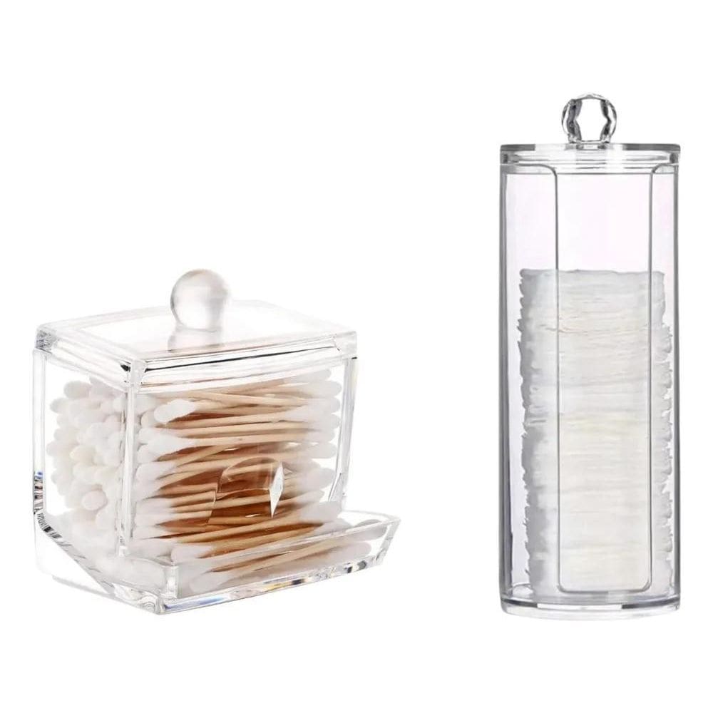 10X Kit Porta Cotonete Com Tampa E Porta Algodão Em Acrílico