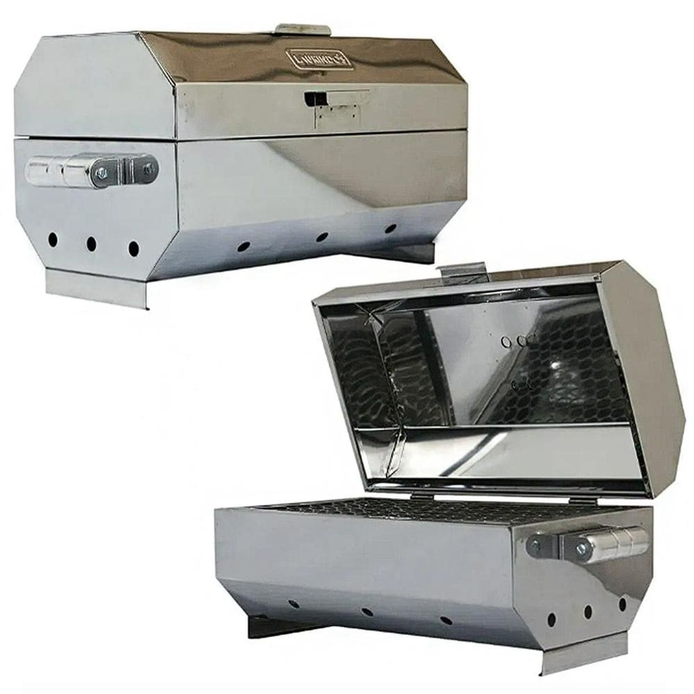 Churrasqueira De Mesa A Bafo Portátil De Inox 430 + Grelha