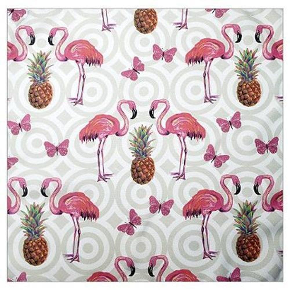 Kit 4 Guardanapo De Tecido Flamingo Abacaxi 40Cmx40Cm