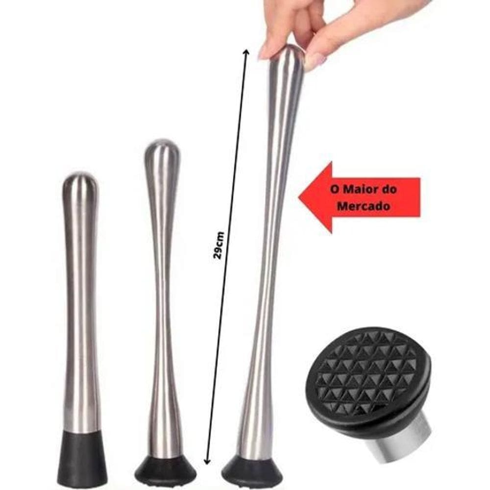Socador Caipirinha Drink Amassador Macerador Grande 29Cm Cor