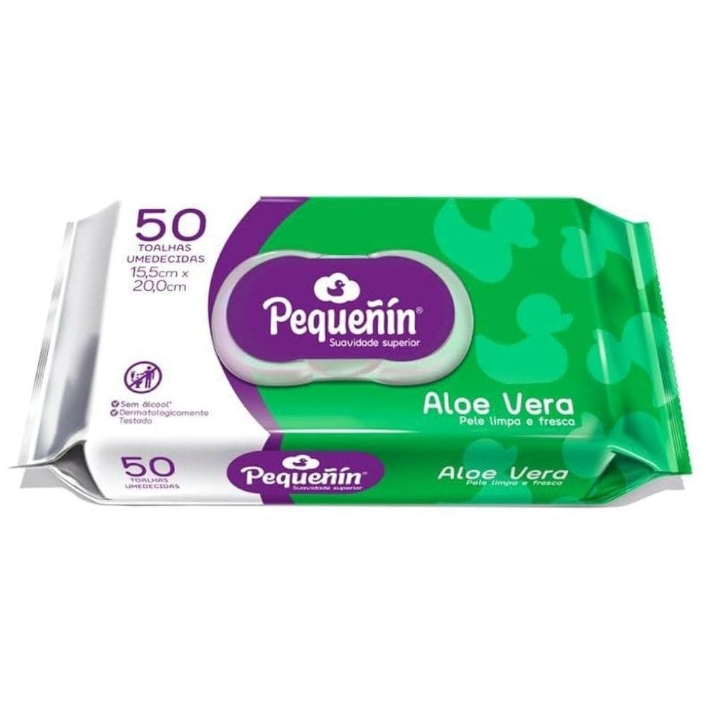 Lenços Umedecidos Pequeñín Aloe Vera 50 Unidades