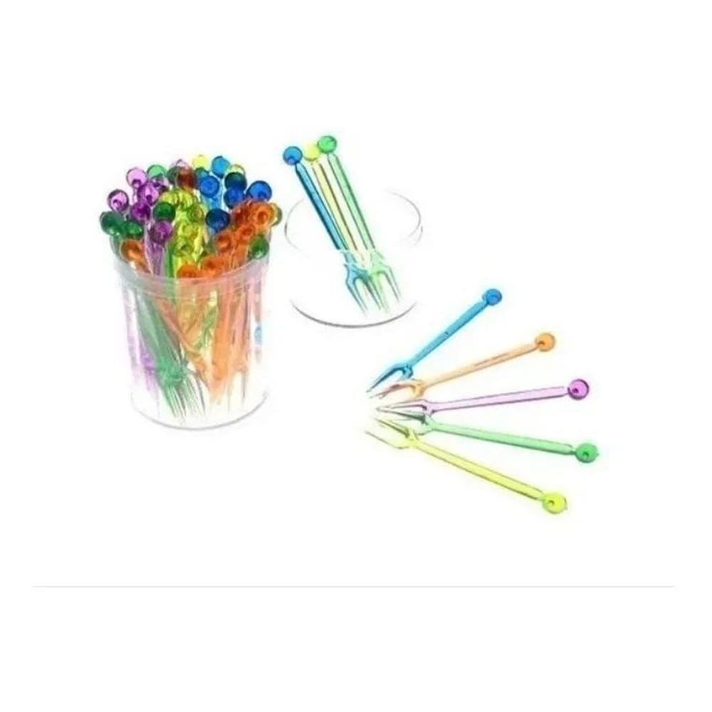 2X Garfinhos Para Petiscos Espetinho Colorido Plastilania 10