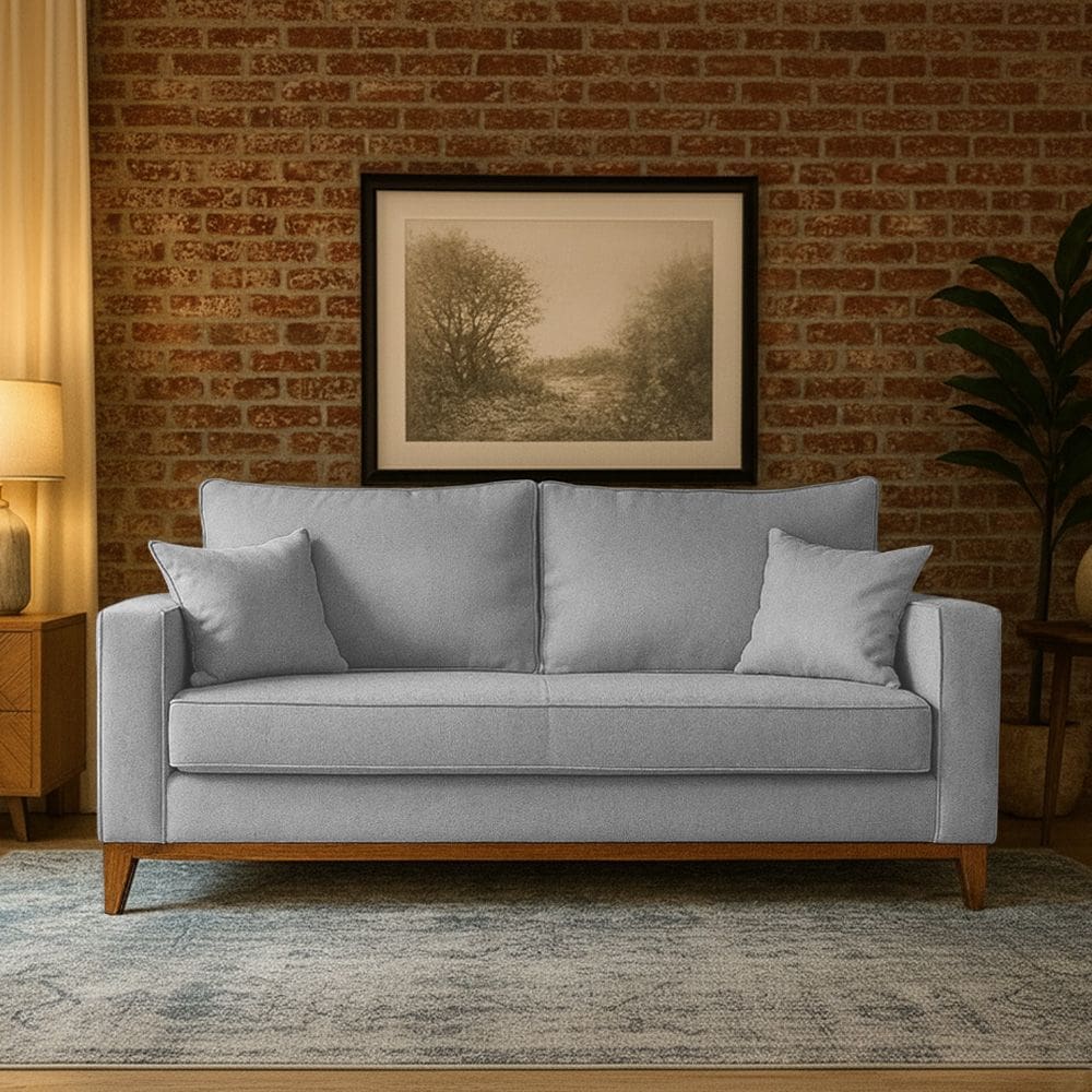 Sofá Living Beny 2 Lugares 1,40m Linho Cinza