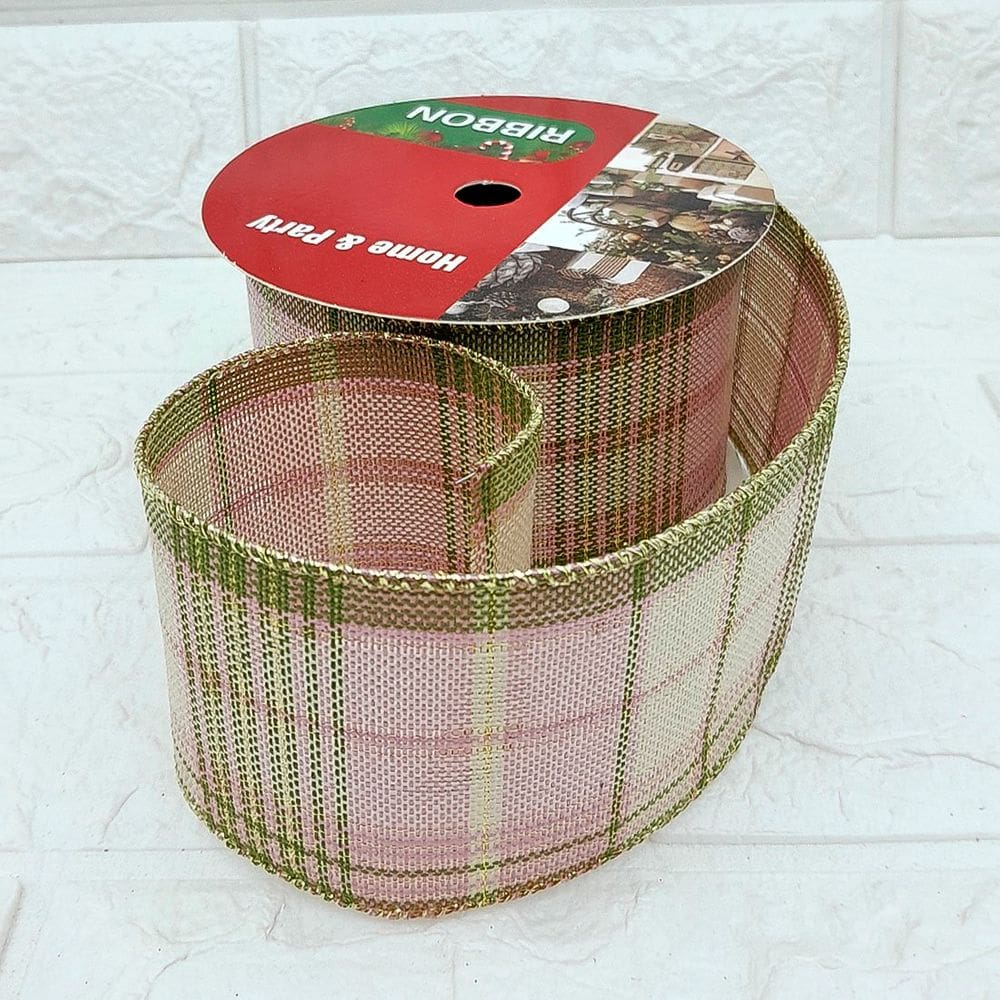 Rolos Fita Aramada Xadrez Decoração Natal 6,3cm 9m Kit 2pçs