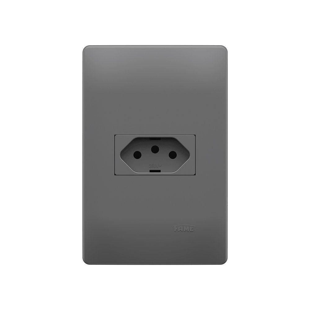 Tomada Fame Habitat Onix 2p+t 10a Com Placa 4x2 Onix