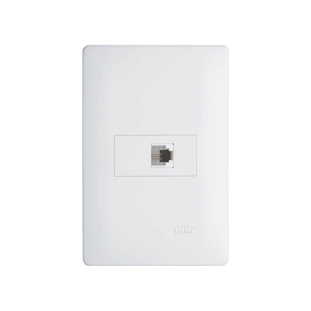 Tomada Para Telefone Fame Habitat Rj11 4 Vias Com Placa 4x2 Branco