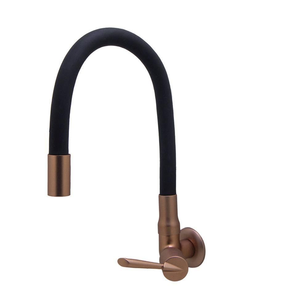 Torneira Color Tubo Flexível Preta E Cobre Parede ¼ De Volta Bognar