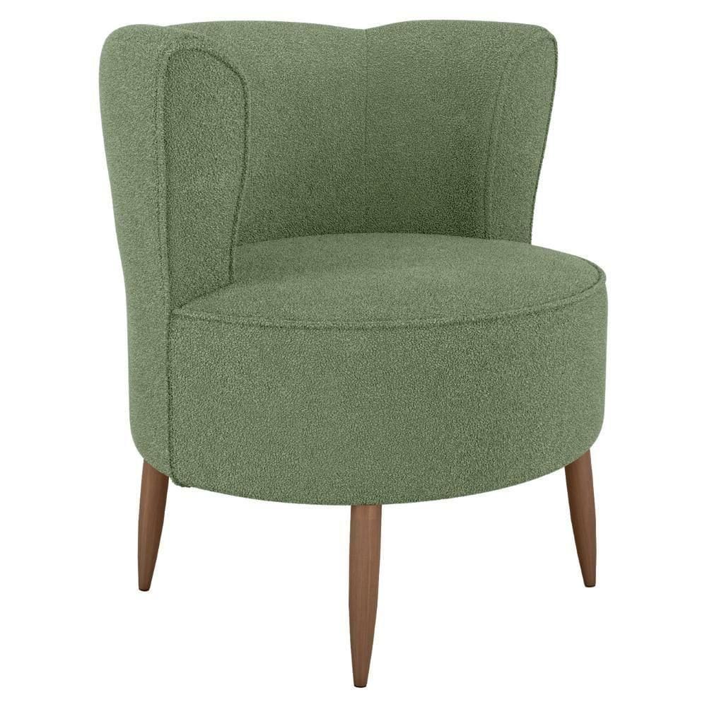 Poltrona Decorativa Pes Palito Savana Boucle Oliva Milani Store Oliva