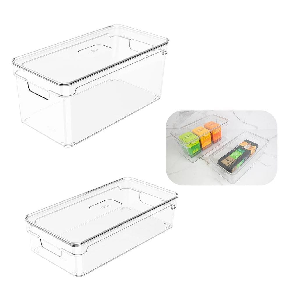 Organizadores Clear Com Tampa - Kit 2 Unidades Multiuso