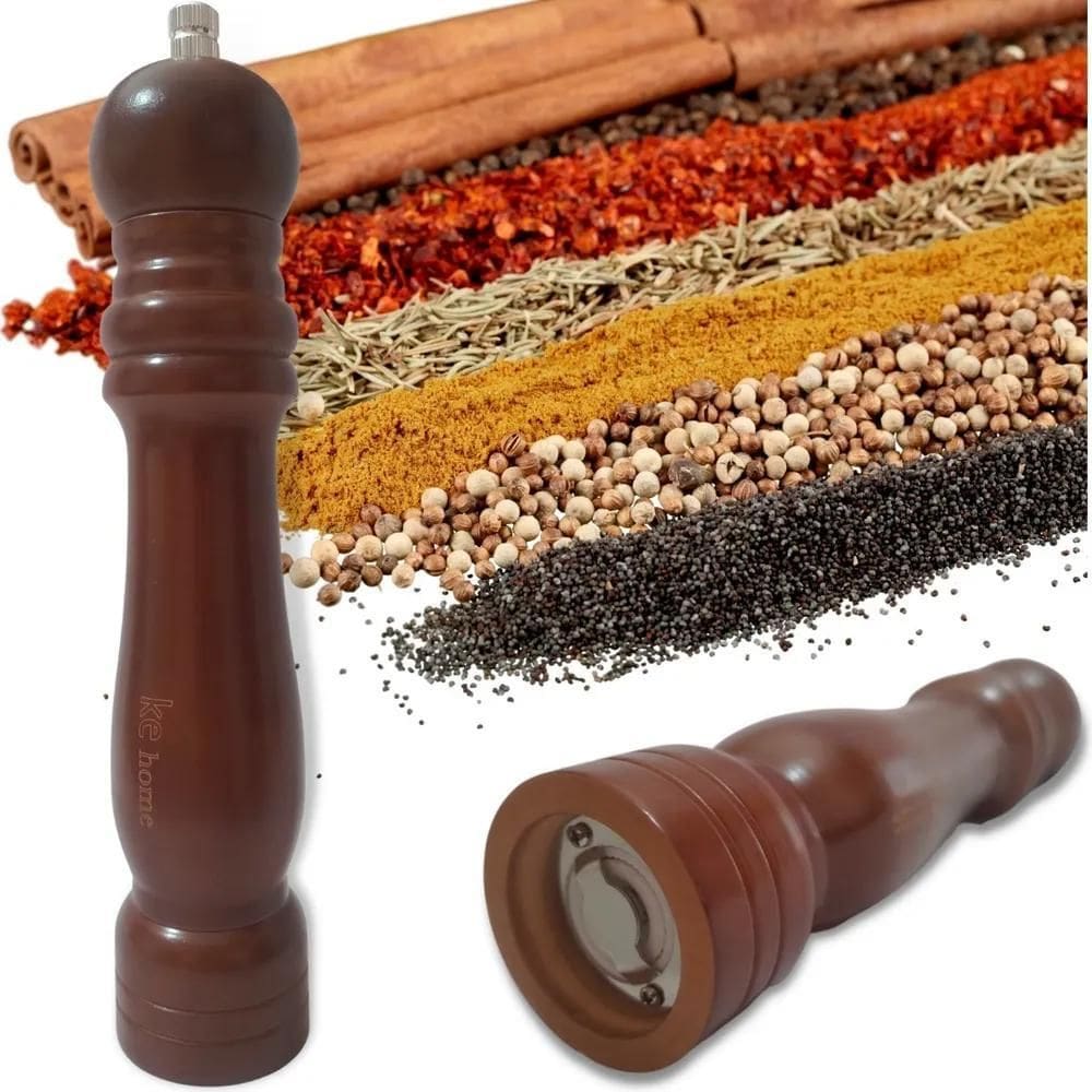 2X Moedor Sal E Temperos Grande Especiaria Madeira Escura Lo
