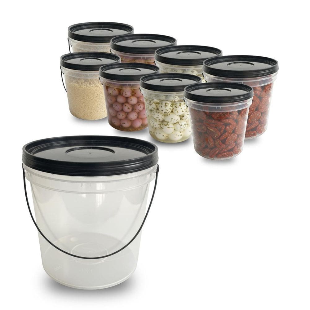Balde 3-2L Para Armazenar Azeitona Com Tampa Preta - 9 Pçs