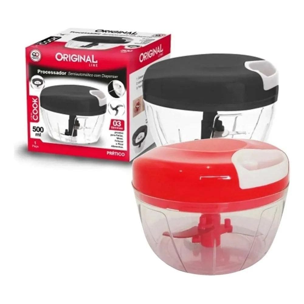 2X Kit 2 Processador De Alimentos Manual Grande 3 Lâminas 50