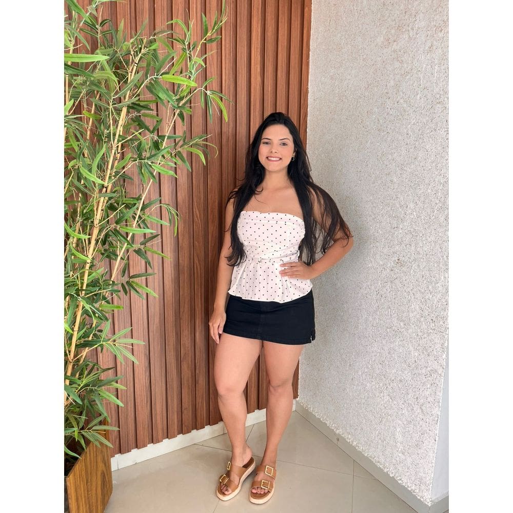 Short Saia Jeans Curto Abertura Na Lateral Crisconf