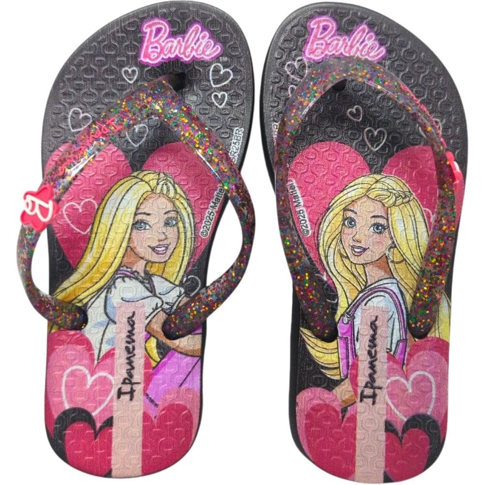 Chinelo Dedo Infantil Menina Casual Dia a Dia Tira com Brilho Barbie Grendene Kids 27291