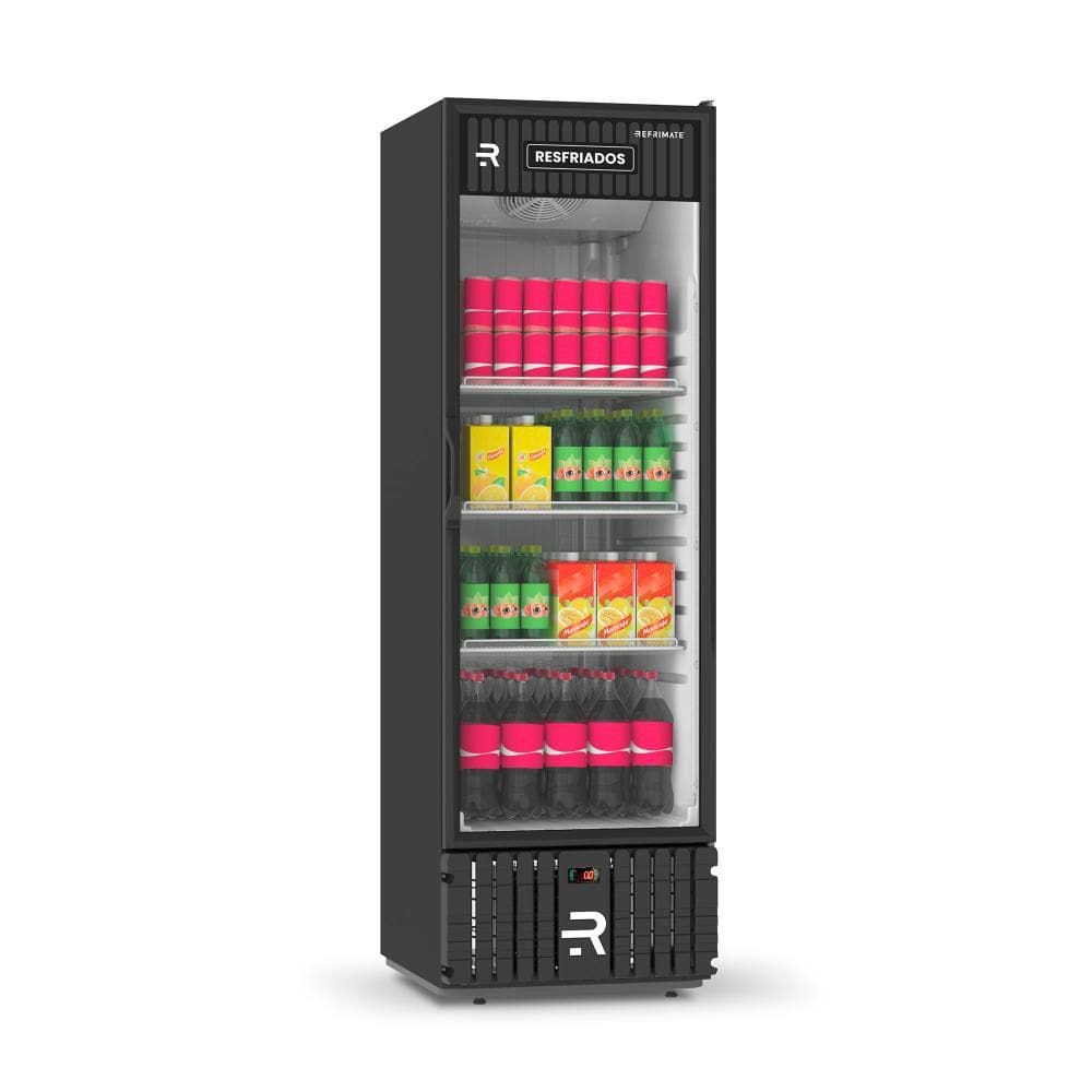 Expositor Vertical Resfriados Refrimate 570 Litros Porta Vidro Preto e Branco 220V VCM570PV