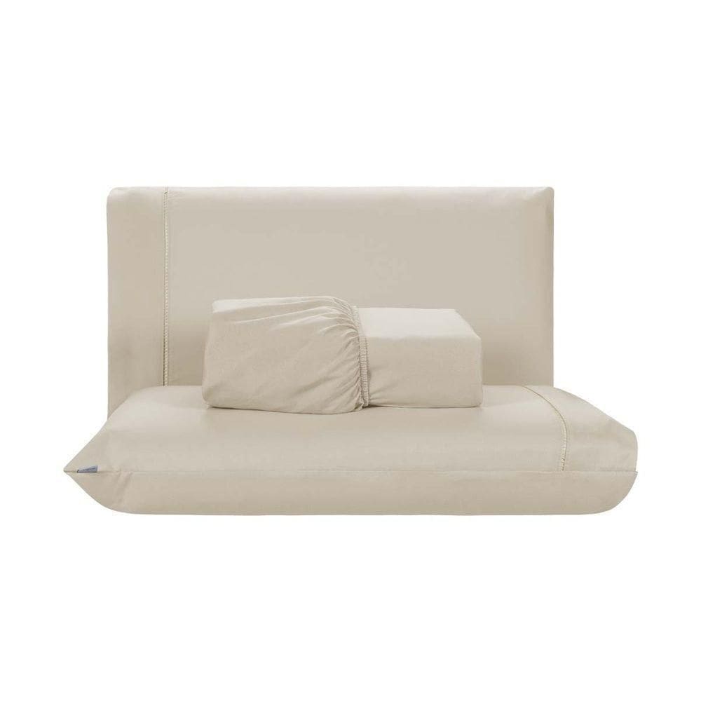 Jogo De Lençol 3 Peças King Percal 200 Fios De Poliéster Sleep 100% Poliéster - Bege