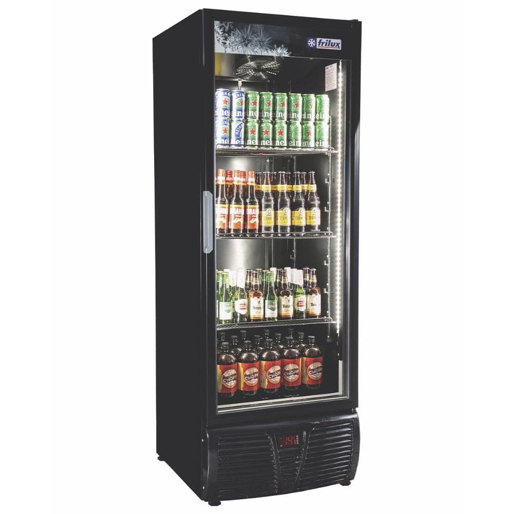 Cervejeira Vertical Frilux 570 Litros Preto Porta de Vidro Aquecido 220V RF-016