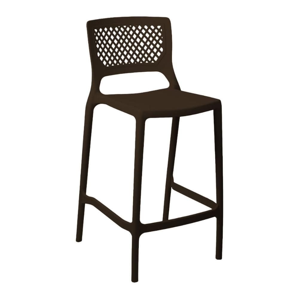 Banqueta Alta para Cozinha Marrom Café Empilhável Vênus em Polipropileno Acrilys
