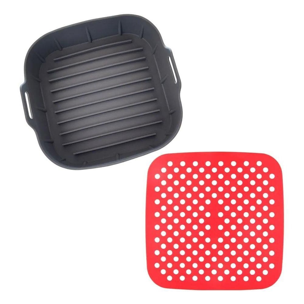Kit Cesto De Silicone Fritadeira Airfryer 5 Litros E Tapete