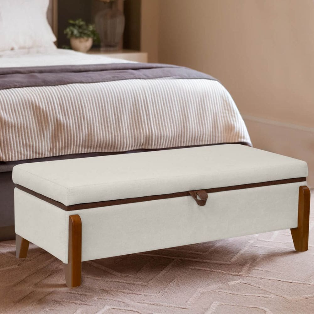 Baú Organizador Puff Bali 140 cm Bouclé Para Quarto e Sala