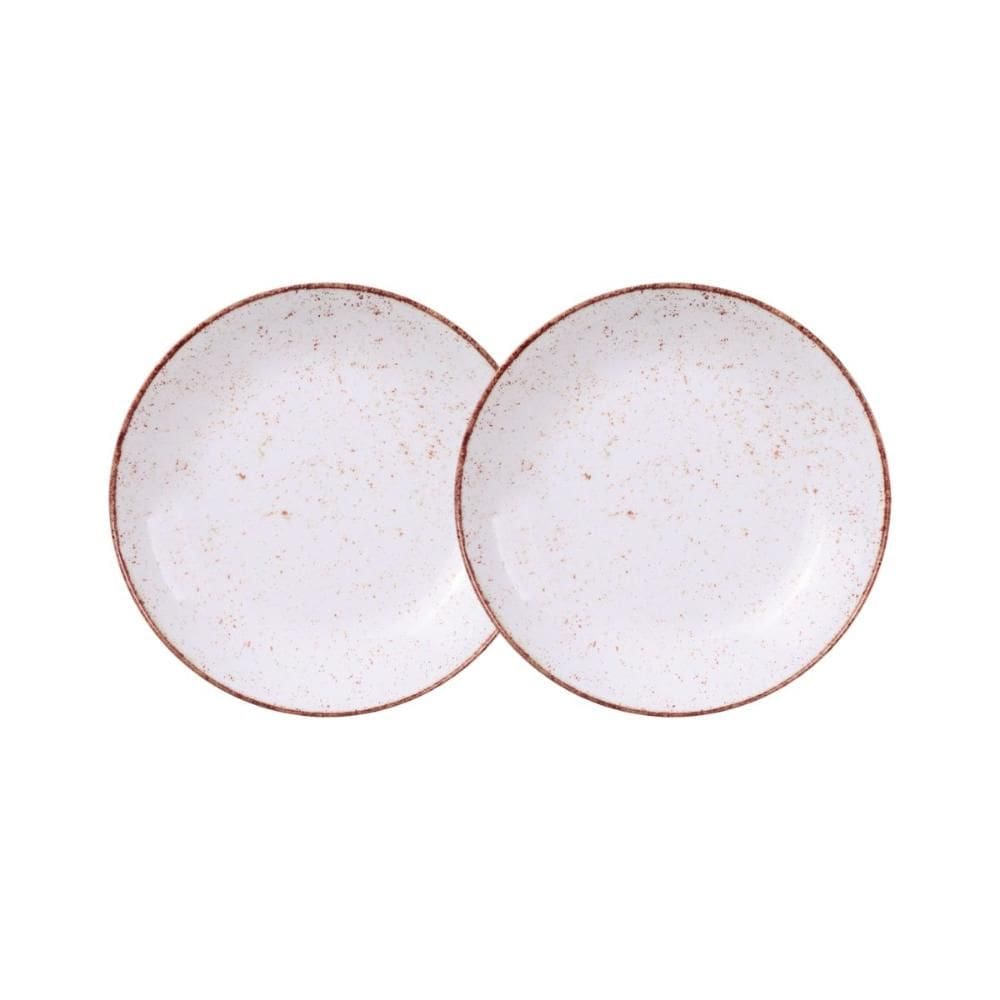 Jogo de Pratos Fundo 2 Peças Rústico 22 cm Porcelana Decorada Tramontina