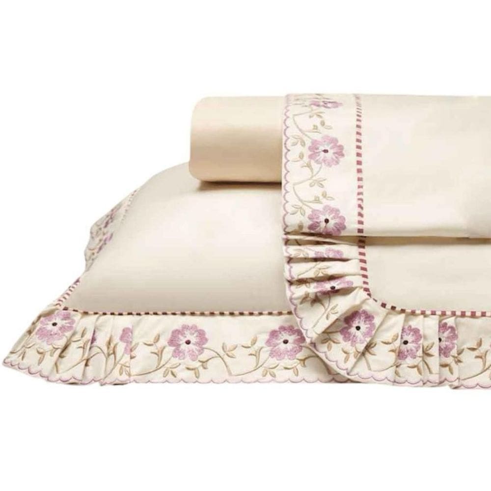 Conjunto Lencol Casal Queen Size Chloe Algodão 04 Pçs Toque