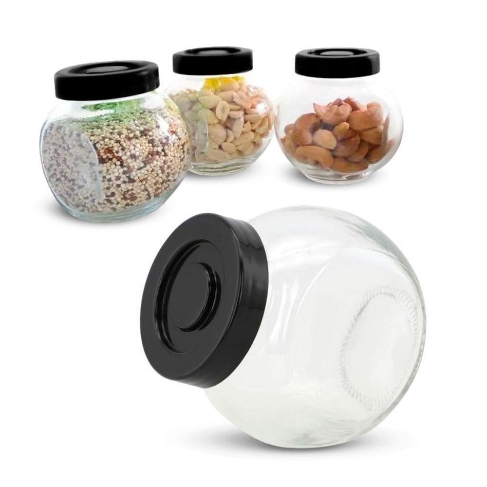 Porta Condimento De Vidro Redondo 4 Peças 180Ml
