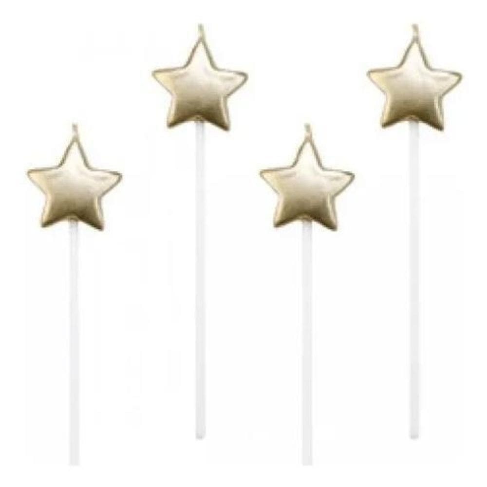 Vela De Aniversário Silver Festas Bolo Formato Estrela