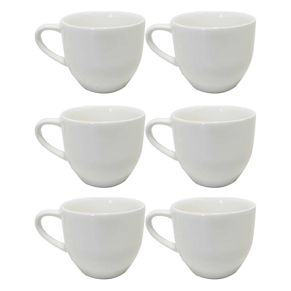 Kit 6 Xicaras Ceramica De Cha Branca 170Ml Com Suporte