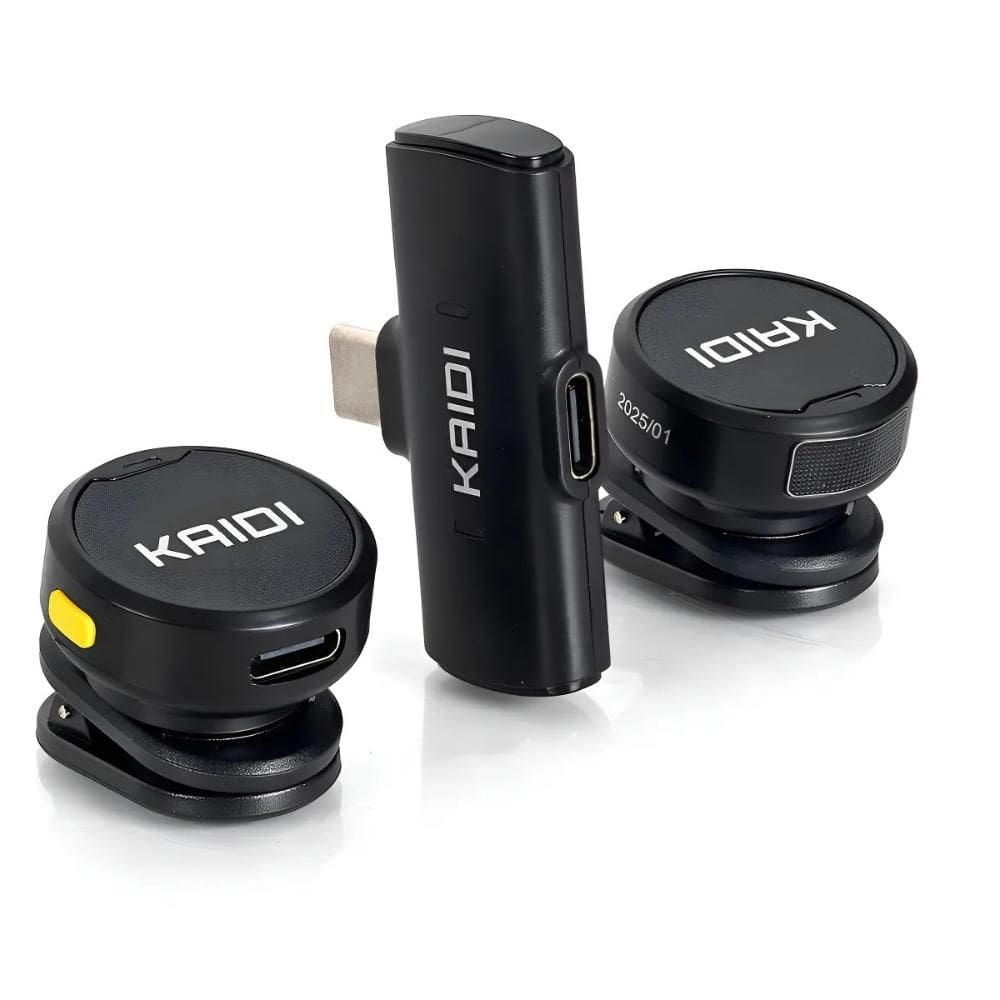 Microfone Lapela Redondo Sem Fio Type C Android KMF4-C Preto