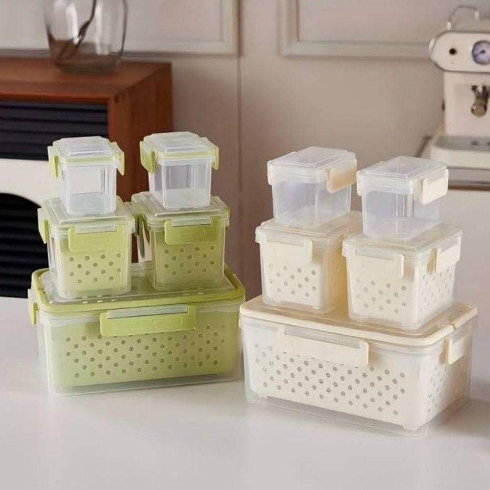 Conjunto 5 Potes Herméticos Com Tampa E Cesto -