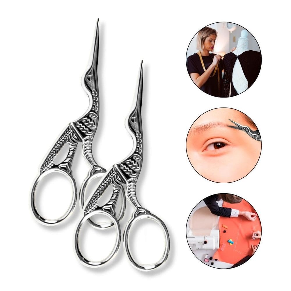 Kit 2 Tesoura Pássaro Ponta Fina Bordado Costura Sobrancelha